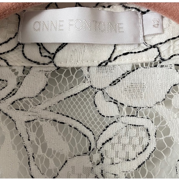 ANNE FONTAINE LACE RUFFLE COLLARED BUTTON DOWN BLOUSE - Picture 5 of 5